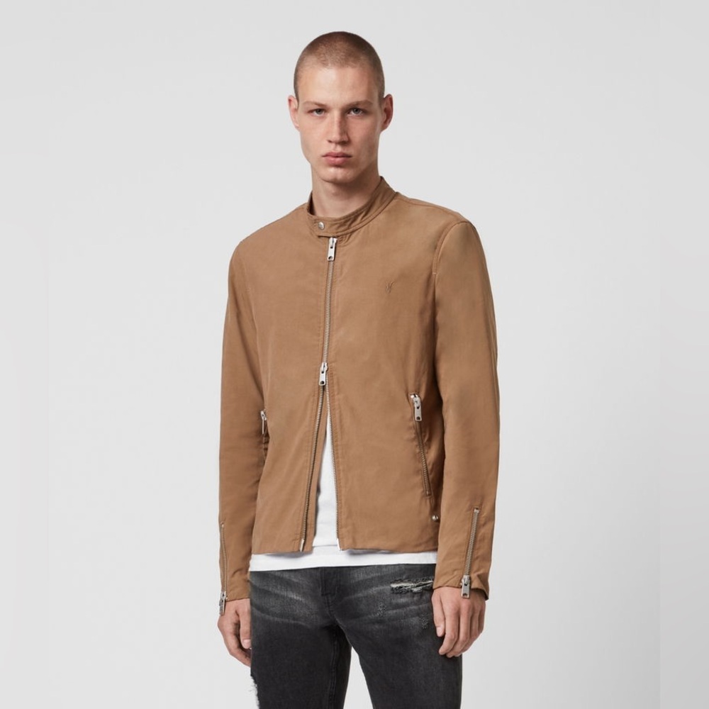 AllSaints Atik Cotton Blend Jacket in Sand Size Small. - Picture 10 of 14